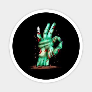 Zombie Hand Out Of Grave Showing Excellent Sign Halloween Magnet